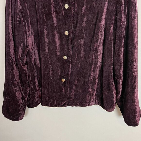 Velvet Jacket Lace Collar Purple Women Button Up Victorian‎ Size Large Delicate - Picture 11 of 11